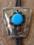 TURQUOISE & CORAL BOLO TIE